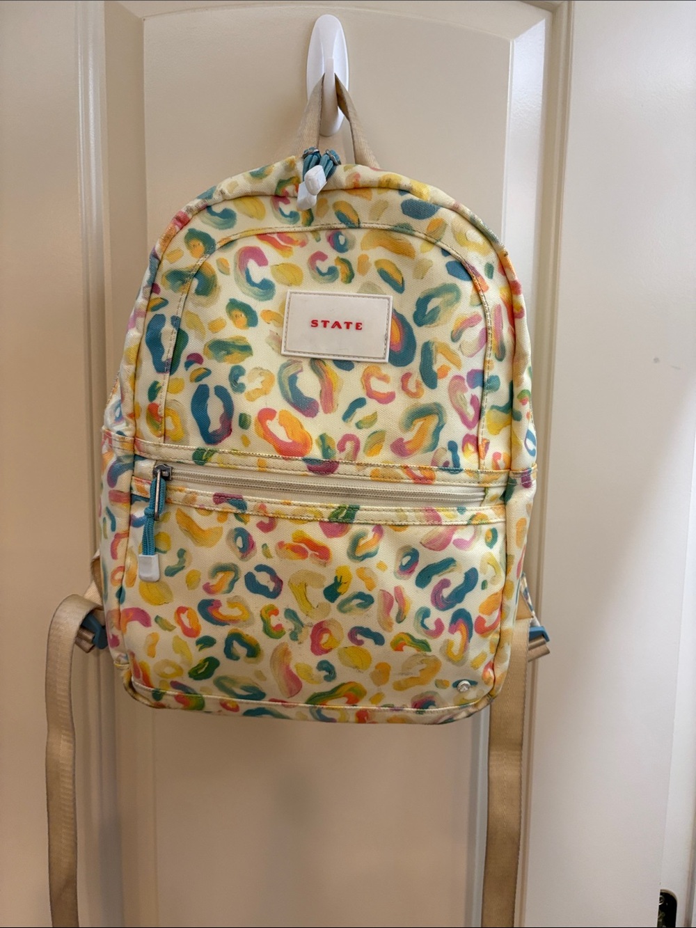 STATE mini Multicolor Leopard-Print Backpack in Cream